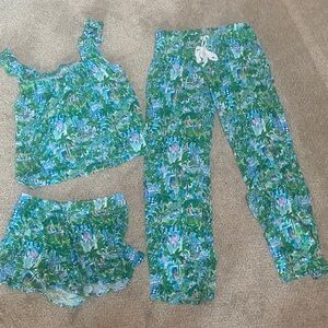 Lilly Pulitzer Kids Blue and Green Pajama Set